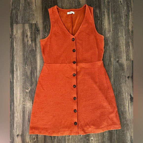 Madewell Dresses & Skirts - Madewell Small Button Down Mini A-Line Sleeveless Dress Orange V-Neck
